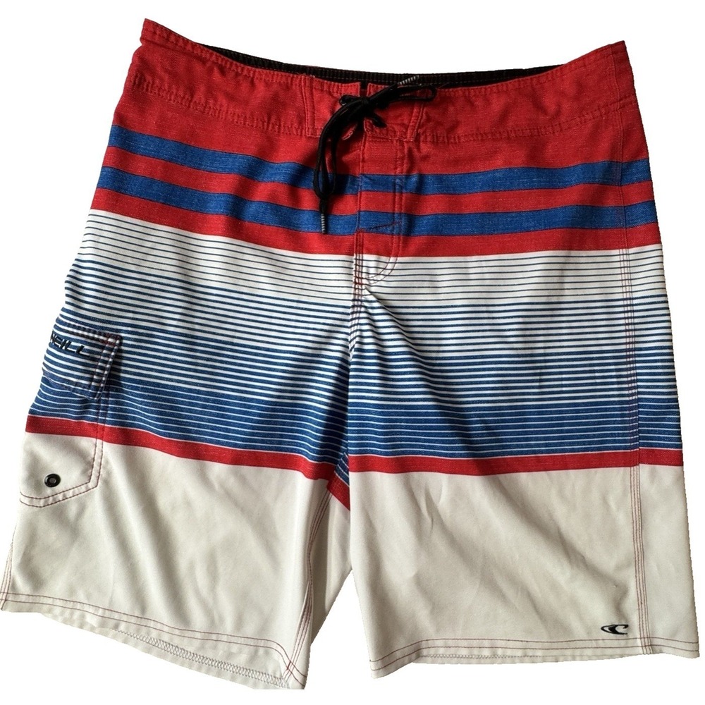 O'Neill Boardshorts Men's 32 Striped Classic Surf Beach Swim Trunks Pool Suit